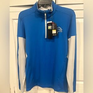 NWT Antigua Men's Detroit Lions Blue Aspect 1/4 Zip Shirt NFL